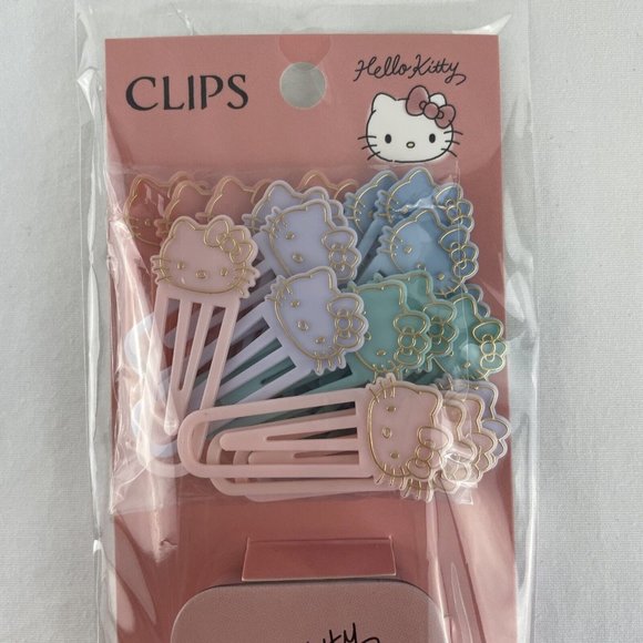 Sanrio Hello Kitty Paper Clip Set w/Container Pastel Kawaii Smoky Pink NEW - Picture 4 of 5